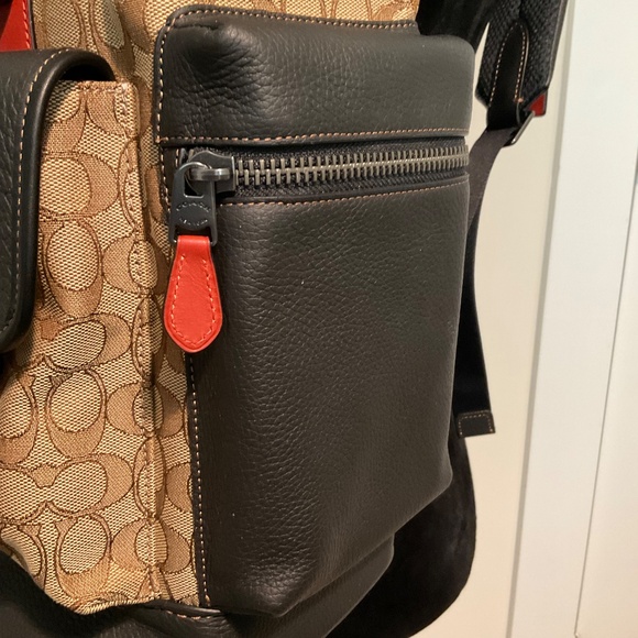 NWOT Coach Burnt Orange/Brown Leather w/Coach monogram fabric